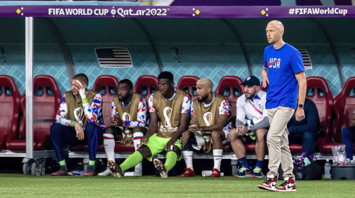 Gregg Berhalter by the U.S. bench